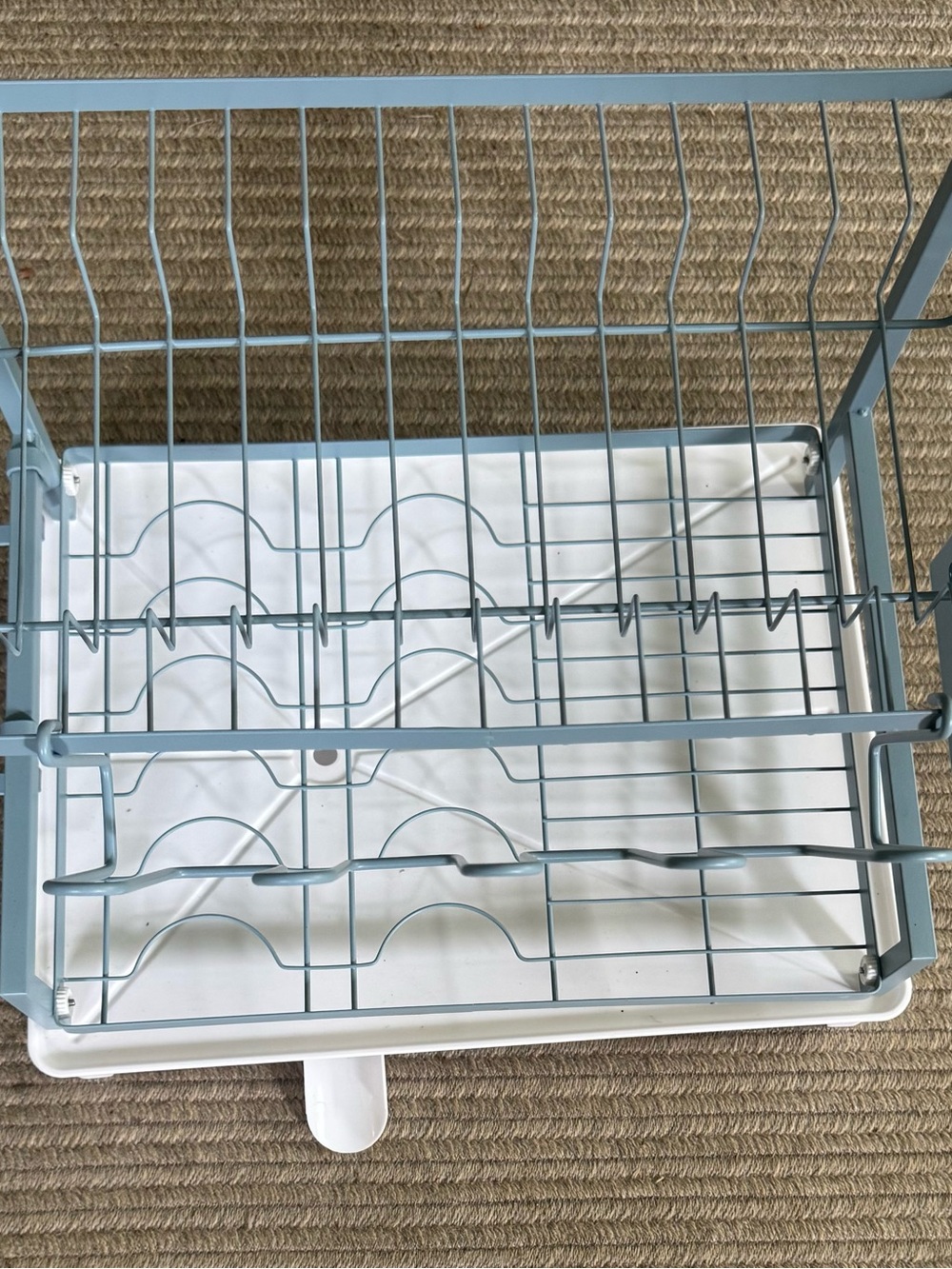 Blue Metal Dish Drying Rack with Drip Tray
